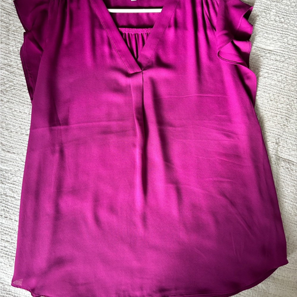 Chaus Fuchsia V-Neck Blouse